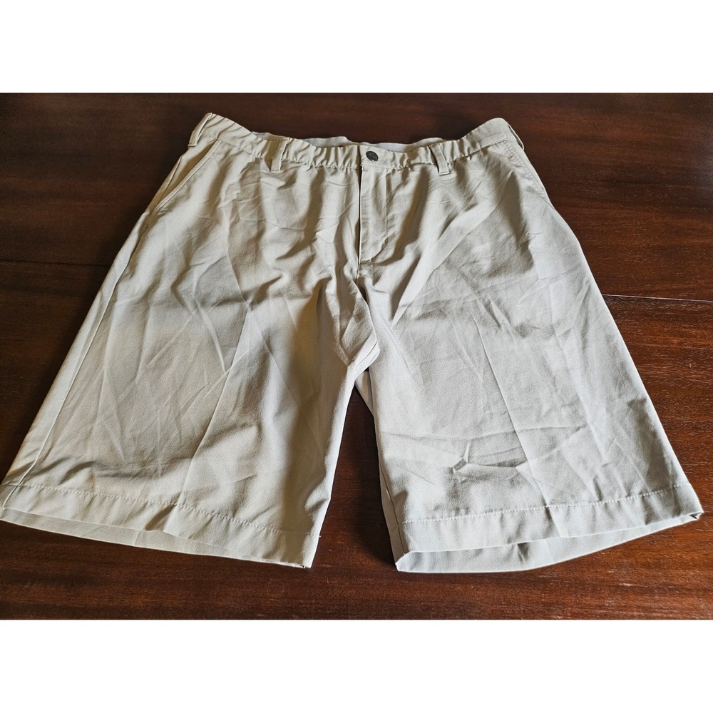 Adidas Golf Shorts Men 36 Tan Khaki Flat Front Stretch Performance